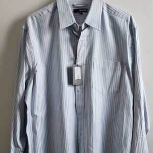 Murano Men's Light Blue Pinstripe Dress Shirt
